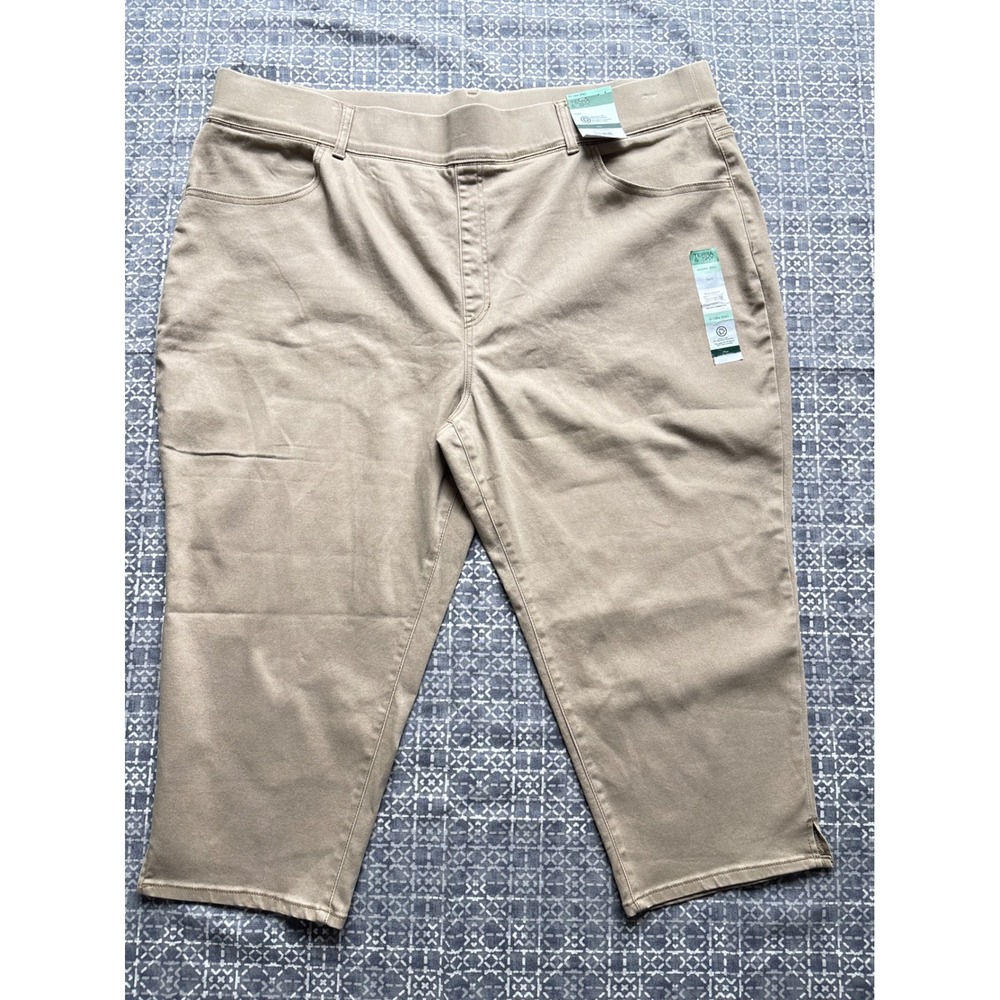 Terra & Sky Women Capri Jegging 4X 28W-30W Tan Khaki Plus Comfy Stretchy PJT7481